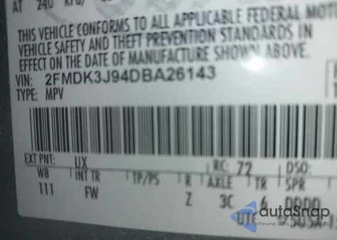 2013 Ford Edge Sel z USA, uszkodzony, nr VIN 2FMDK3J94DBA26143